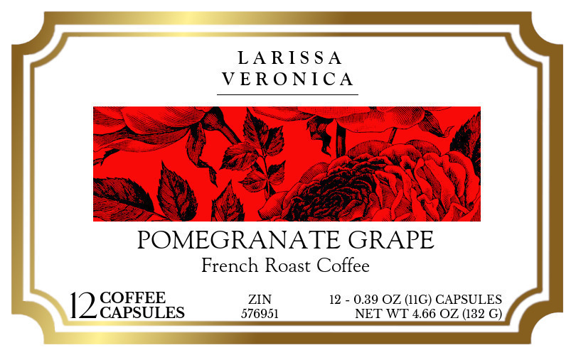 Pomegranate Grape French Roast Coffee <BR>(Single Serve K-Cup Pods) - Label