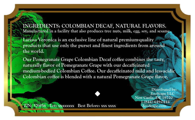Pomegranate Grape Colombian Decaf Coffee <BR>(Single Serve K-Cup Pods)