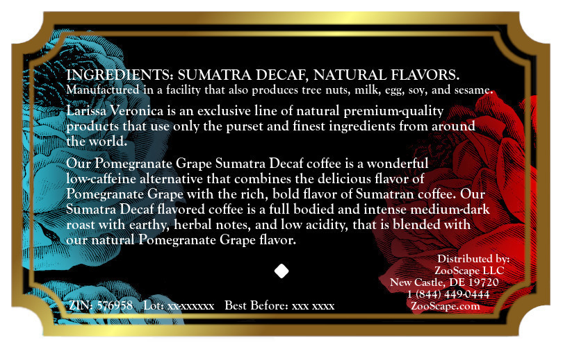 Pomegranate Grape Sumatra Decaf Coffee <BR>(Single Serve K-Cup Pods)