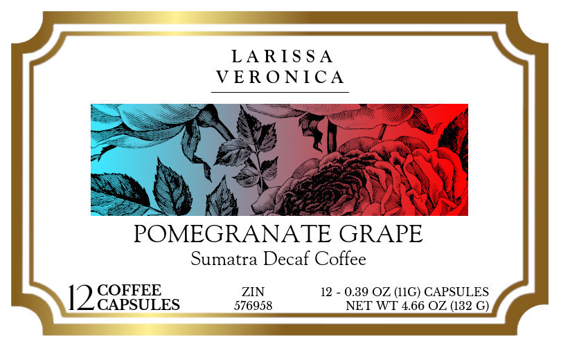 Pomegranate Grape Sumatra Decaf Coffee <BR>(Single Serve K-Cup Pods) - Label