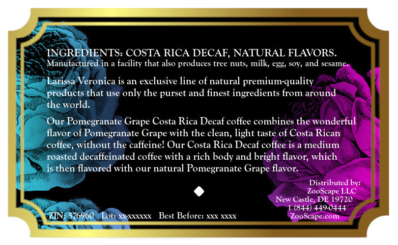 Pomegranate Grape Costa Rica Decaf Coffee <BR>(Single Serve K-Cup Pods)