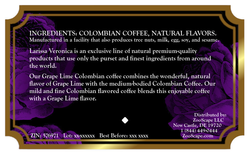 Grape Lime Colombian Coffee <BR>(Single Serve K-Cup Pods)