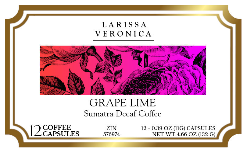 Grape Lime Sumatra Decaf Coffee <BR>(Single Serve K-Cup Pods) - Label