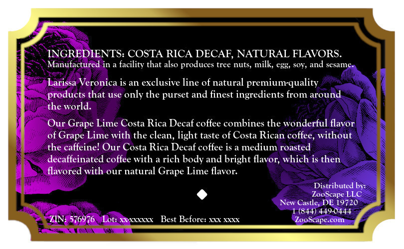 Grape Lime Costa Rica Decaf Coffee <BR>(Single Serve K-Cup Pods)