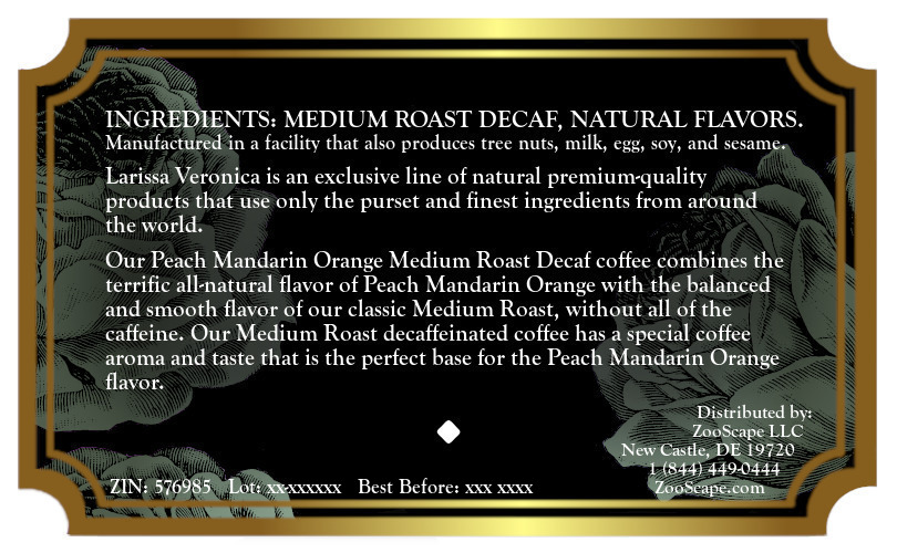 Peach Mandarin Orange Medium Roast Decaf Coffee <BR>(Single Serve K-Cup Pods)