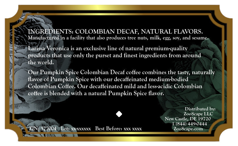 Pumpkin Spice Colombian Decaf Coffee <BR>(Single Serve K-Cup Pods)