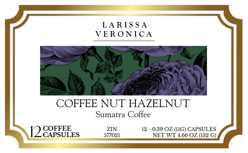 Coffee Nut Hazelnut Sumatra Coffee <BR>(Single Serve K-Cup Pods) - Label