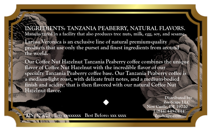 Coffee Nut Hazelnut Tanzania Peaberry Coffee <BR>(Single Serve K-Cup Pods)