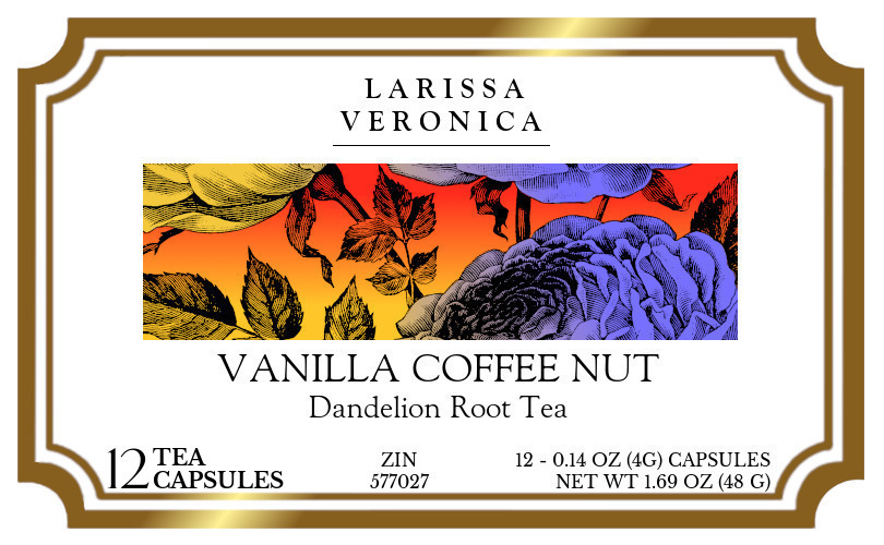 Vanilla Coffee Nut Dandelion Root Tea <BR>(Single Serve K-Cup Pods) - Label