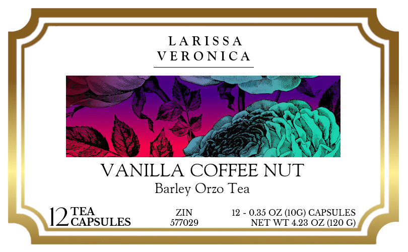 Vanilla Coffee Nut Barley Orzo Tea <BR>(Single Serve K-Cup Pods) - Label