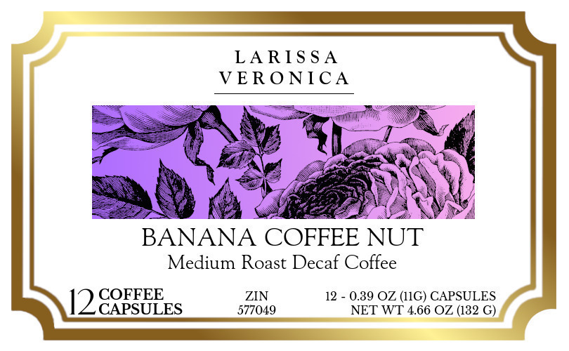 Banana Coffee Nut Medium Roast Decaf Coffee <BR>(Single Serve K-Cup Pods) - Label