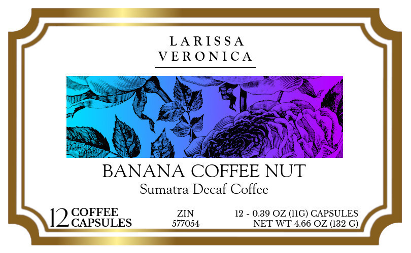 Banana Coffee Nut Sumatra Decaf Coffee <BR>(Single Serve K-Cup Pods) - Label