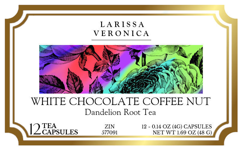 White Chocolate Coffee Nut Dandelion Root Tea <BR>(Single Serve K-Cup Pods) - Label