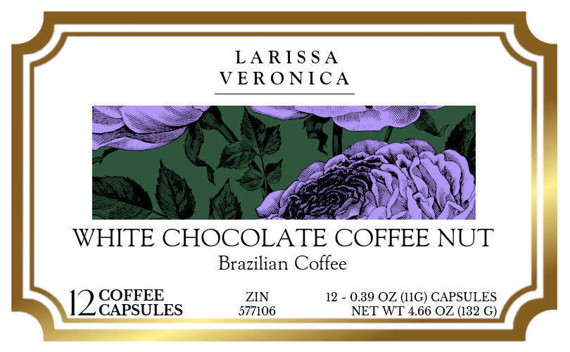 White Chocolate Coffee Nut Brazilian Coffee <BR>(Single Serve K-Cup Pods) - Label