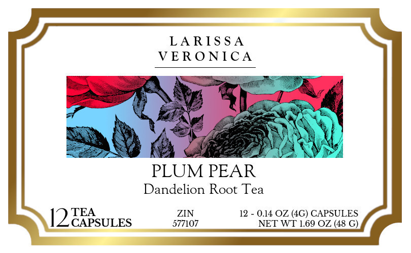 Plum Pear Dandelion Root Tea <BR>(Single Serve K-Cup Pods) - Label