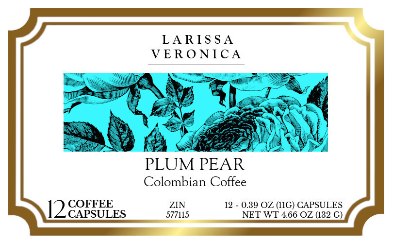 Plum Pear Colombian Coffee <BR>(Single Serve K-Cup Pods) - Label