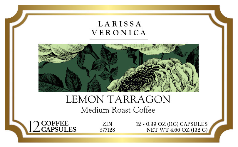 Lemon Tarragon Medium Roast Coffee <BR>(Single Serve K-Cup Pods) - Label