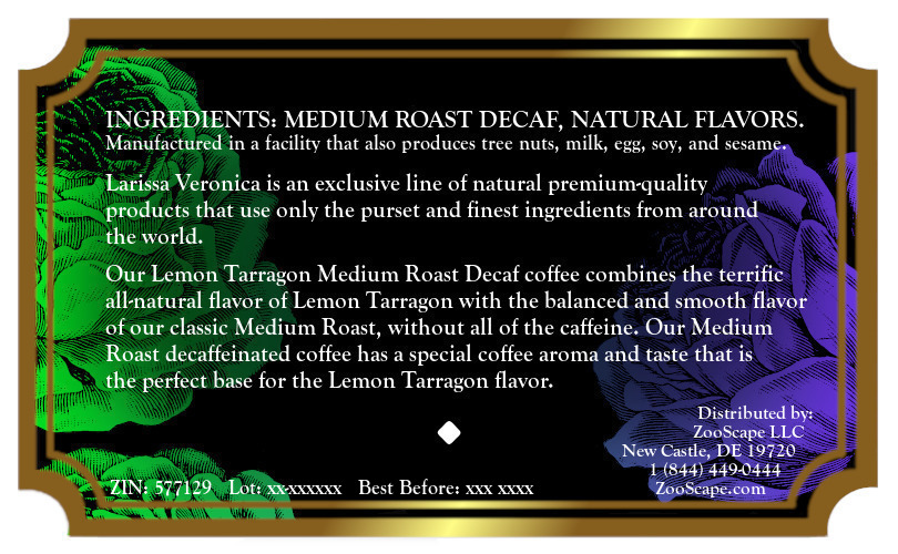 Lemon Tarragon Medium Roast Decaf Coffee <BR>(Single Serve K-Cup Pods)