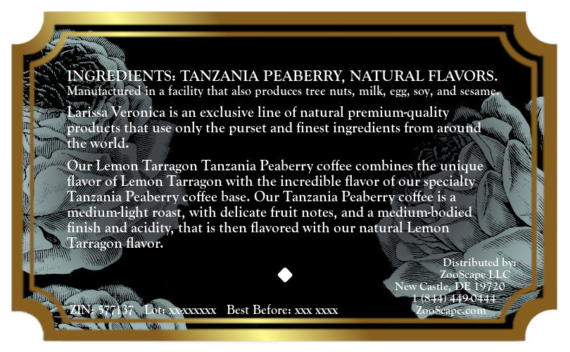 Lemon Tarragon Tanzania Peaberry Coffee <BR>(Single Serve K-Cup Pods)