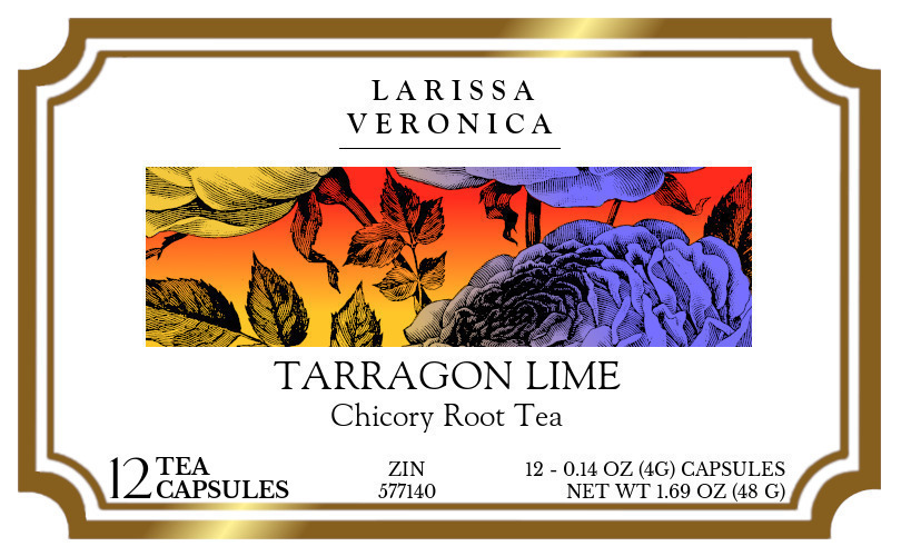 Tarragon Lime Chicory Root Tea <BR>(Single Serve K-Cup Pods) - Label
