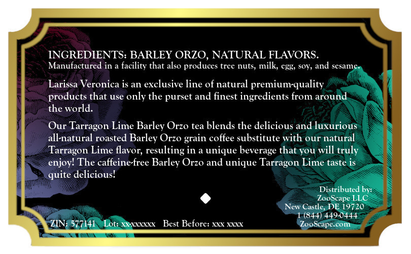 Tarragon Lime Barley Orzo Tea <BR>(Single Serve K-Cup Pods)