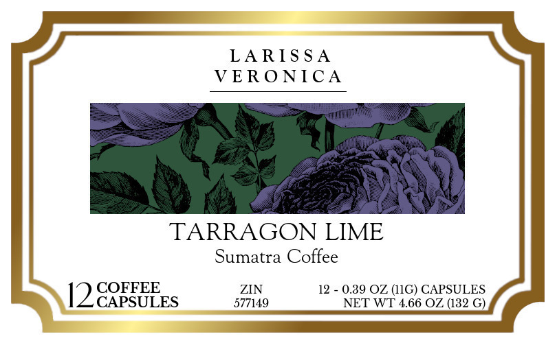 Tarragon Lime Sumatra Coffee <BR>(Single Serve K-Cup Pods) - Label