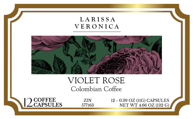 Violet Rose Colombian Coffee <BR>(Single Serve K-Cup Pods) - Label