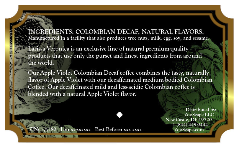 Apple Violet Colombian Decaf Coffee <BR>(Single Serve K-Cup Pods)