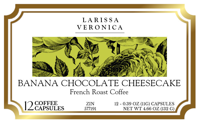 Banana Chocolate Cheesecake French Roast Coffee <BR>(Single Serve K-Cup Pods) - Label