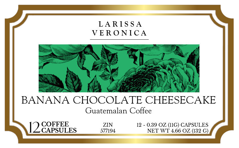 Banana Chocolate Cheesecake Guatemalan Coffee <BR>(Single Serve K-Cup Pods) - Label