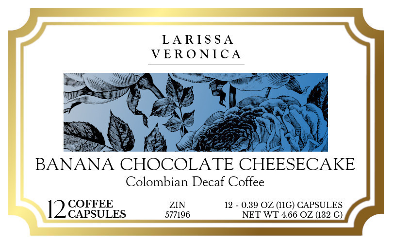 Banana Chocolate Cheesecake Colombian Decaf Coffee <BR>(Single Serve K-Cup Pods) - Label