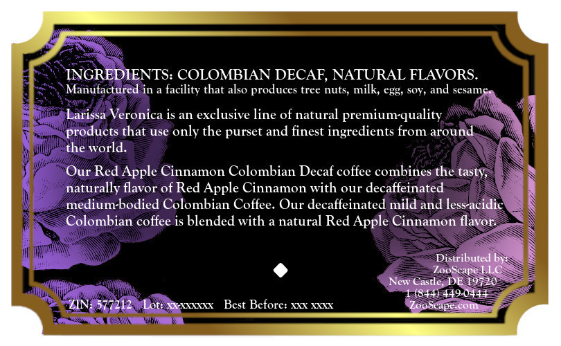 Red Apple Cinnamon Colombian Decaf Coffee <BR>(Single Serve K-Cup Pods)