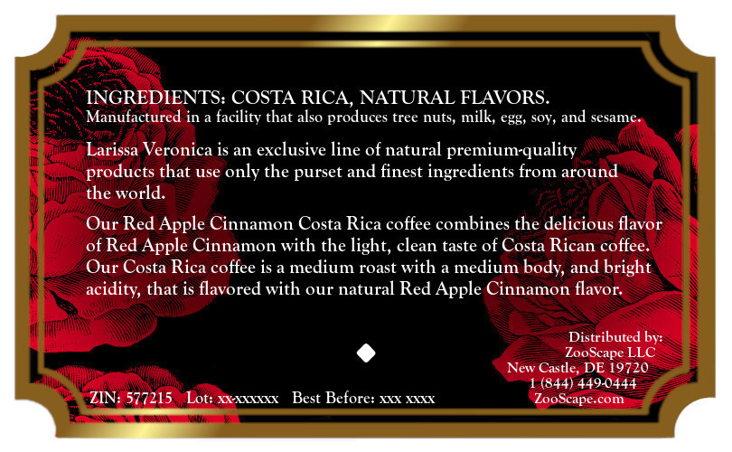 Red Apple Cinnamon Costa Rica Coffee <BR>(Single Serve K-Cup Pods)
