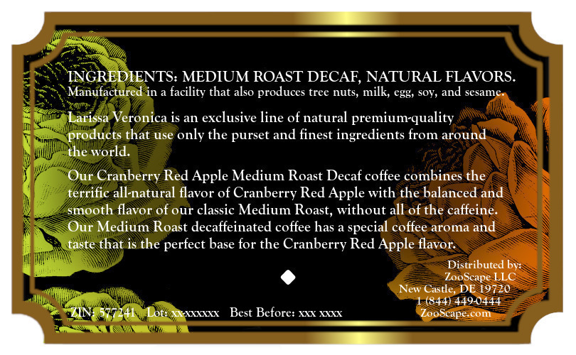 Cranberry Red Apple Medium Roast Decaf Coffee <BR>(Single Serve K-Cup Pods)