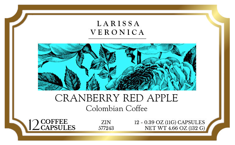 Cranberry Red Apple Colombian Coffee <BR>(Single Serve K-Cup Pods) - Label