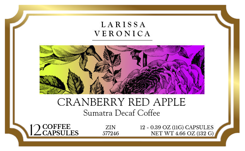 Cranberry Red Apple Sumatra Decaf Coffee <BR>(Single Serve K-Cup Pods) - Label