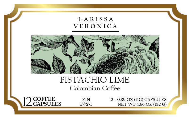 Pistachio Lime Colombian Coffee <BR>(Single Serve K-Cup Pods) - Label