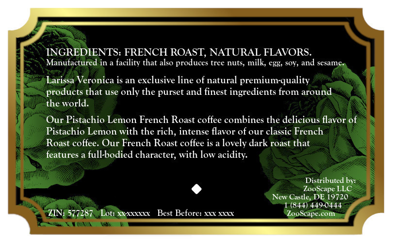 Pistachio Lemon French Roast Coffee <BR>(Single Serve K-Cup Pods)