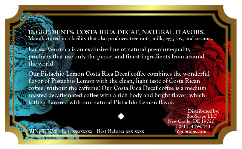 Pistachio Lemon Costa Rica Decaf Coffee <BR>(Single Serve K-Cup Pods)