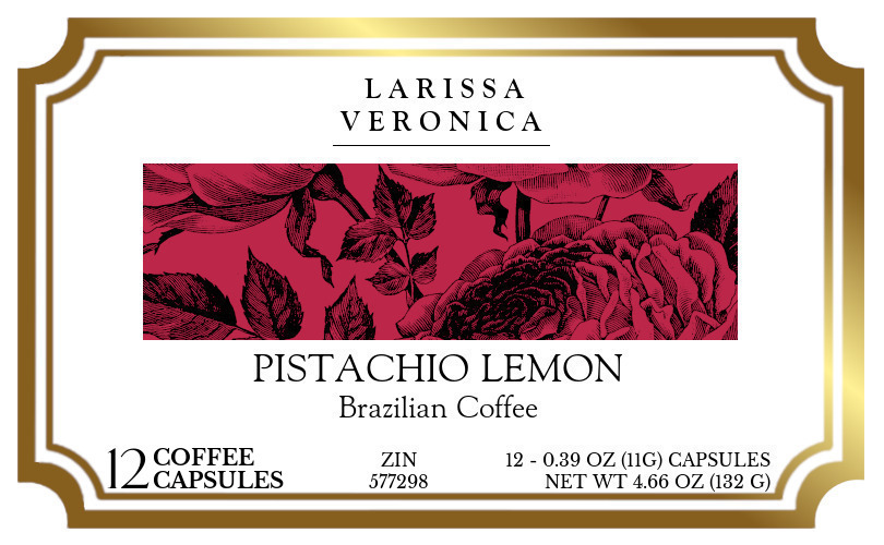Pistachio Lemon Brazilian Coffee <BR>(Single Serve K-Cup Pods) - Label