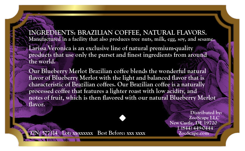 Blueberry Merlot Brazilian Coffee <BR>(Single Serve K-Cup Pods)