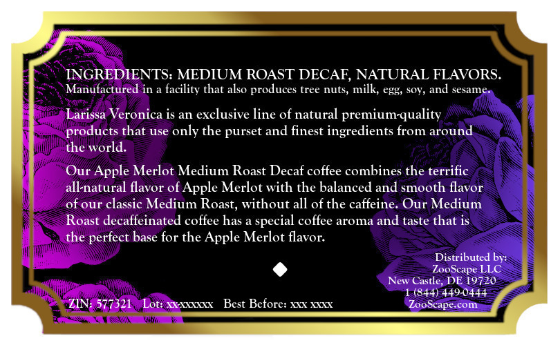 Apple Merlot Medium Roast Decaf Coffee <BR>(Single Serve K-Cup Pods)