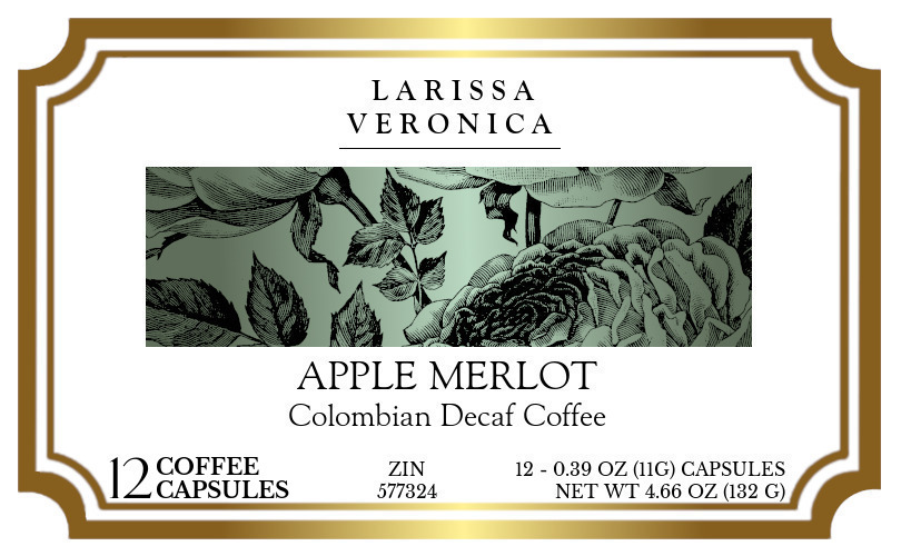 Apple Merlot Colombian Decaf Coffee <BR>(Single Serve K-Cup Pods) - Label