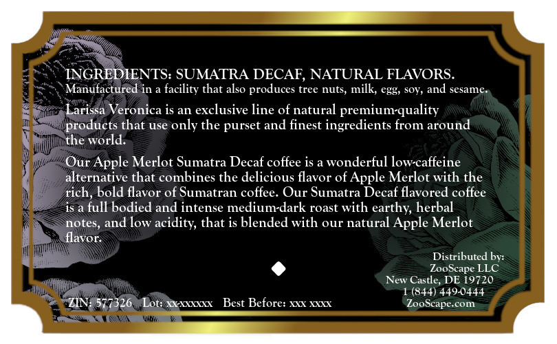 Apple Merlot Sumatra Decaf Coffee <BR>(Single Serve K-Cup Pods)