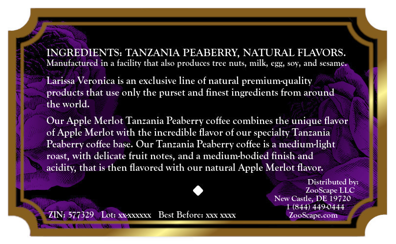 Apple Merlot Tanzania Peaberry Coffee <BR>(Single Serve K-Cup Pods)