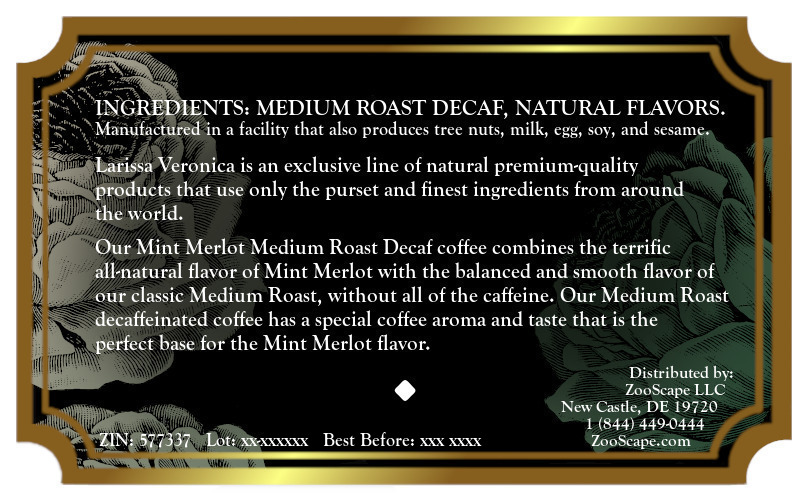 Mint Merlot Medium Roast Decaf Coffee <BR>(Single Serve K-Cup Pods)