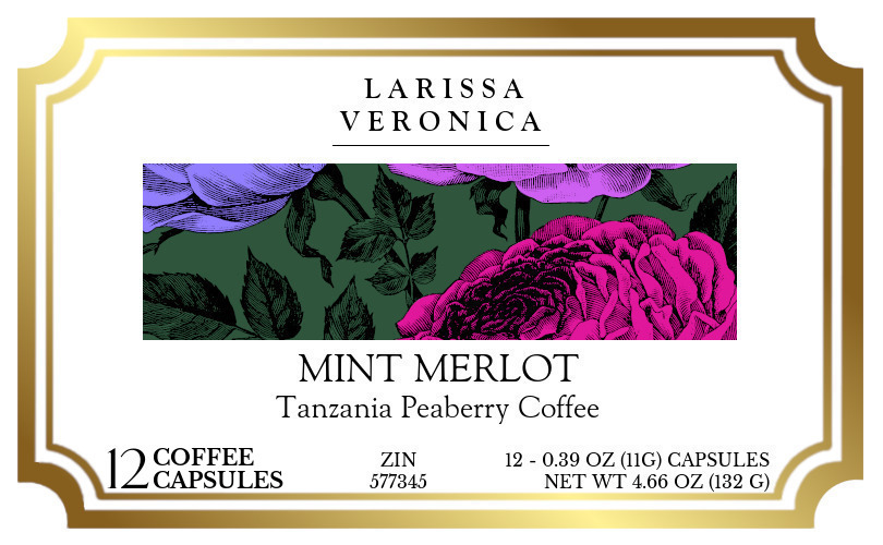 Mint Merlot Tanzania Peaberry Coffee <BR>(Single Serve K-Cup Pods) - Label