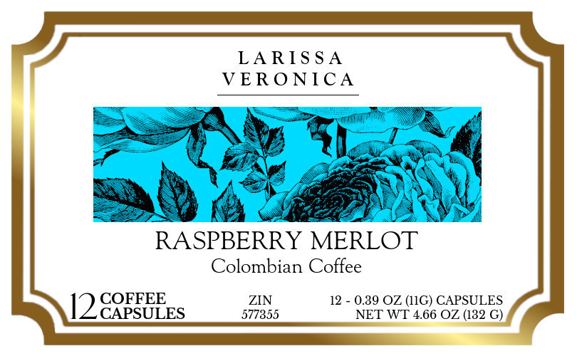 Raspberry Merlot Colombian Coffee <BR>(Single Serve K-Cup Pods) - Label