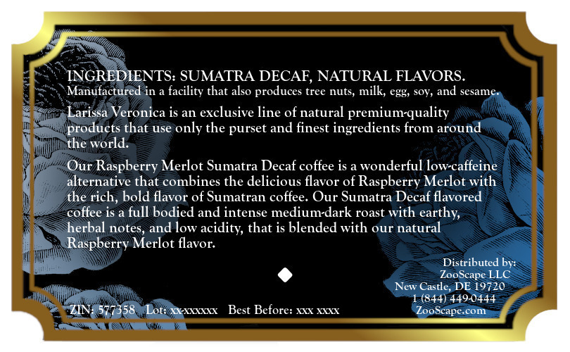 Raspberry Merlot Sumatra Decaf Coffee <BR>(Single Serve K-Cup Pods)