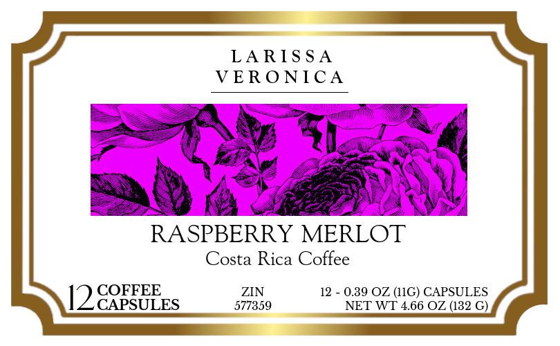 Raspberry Merlot Costa Rica Coffee <BR>(Single Serve K-Cup Pods) - Label